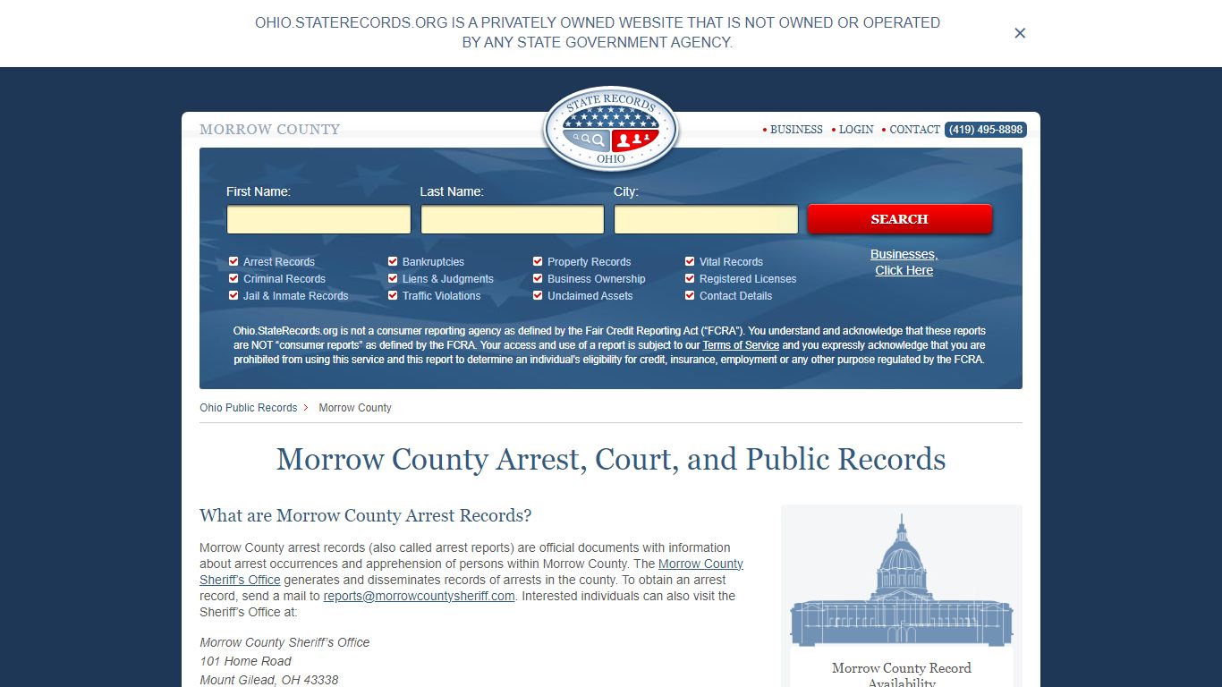 Morrow County Arrest, Court, and Public Records