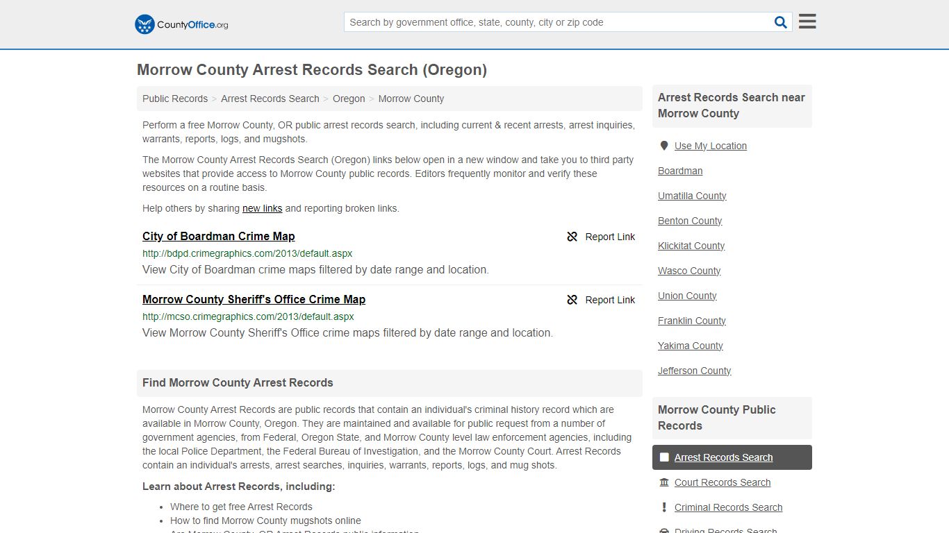 Arrest Records Search - Morrow County, OR (Arrests & Mugshots)